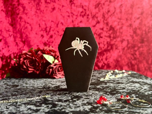 Silver Spider Coffin Jewellery Box